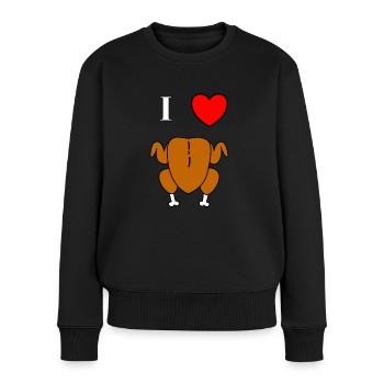 Ich Liebe Brathähnchen mit Herz Cooles lustiges - Frauen Premium Bio Pullover - Schwarz - Vorne - Julia (174cm)