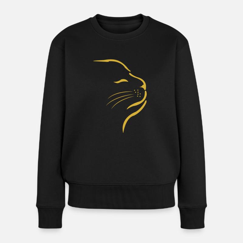 Katze Kleines Kätzchen Katzengesicht - Frauen Premium Bio Pullover - Schwarz