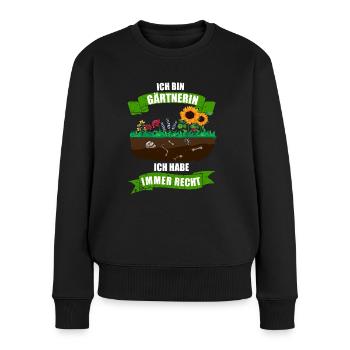 Ich bin Gärtnerin ich habe immer Recht - Frauen Premium Bio Pullover - Schwarz - Vorne - Julia (174cm)