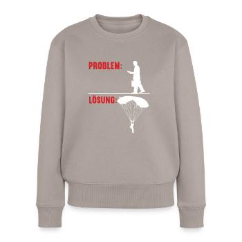 Gleitschirm Gleitschirmflieger Paragleiter Gleiten - Frauen Premium Bio Pullover - Taupe - Vorne - Julia (174cm)