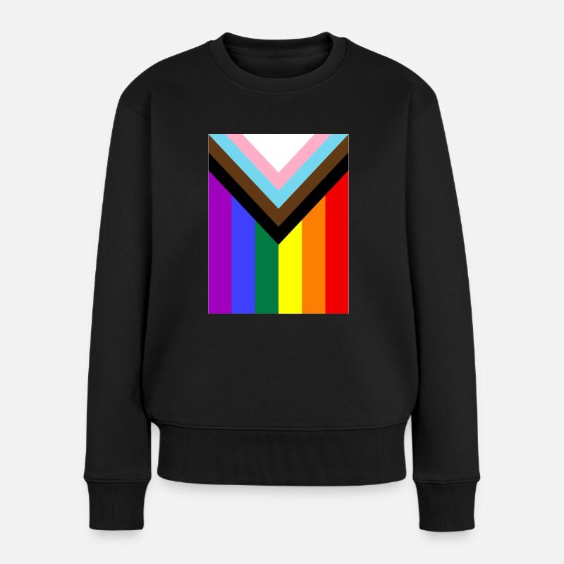 Regenbogen Pride Flagge - Frauen Premium Bio Pullover - Schwarz