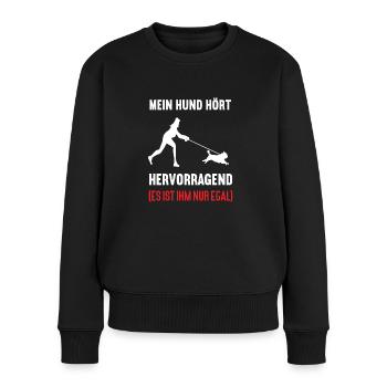 Mein Hund Hört Hervorragend Mops Möpse Mopshalter - Frauen Premium Bio Pullover - Schwarz - Vorne - Julia (174cm)