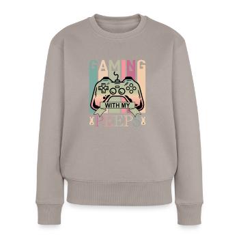 Gaming mit My Peeps Gamer Shirt - Frauen Premium Bio Pullover - Taupe - Vorne - Julia (174cm)