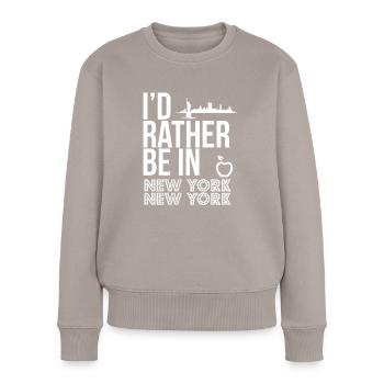 New York - Frauen Premium Bio Pullover - Taupe - Vorne - Julia (174cm)