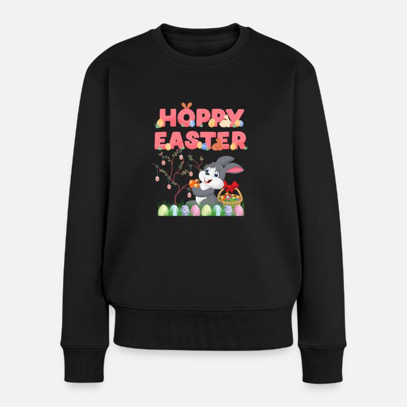 Happy Easter - Frauen Premium Bio Pullover - Schwarz