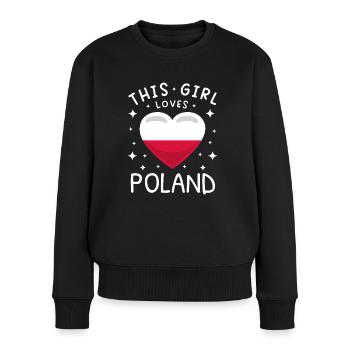 Pologne Drapeau utilisé Look Polska Drapeau polonais - Pull Premium bio Femme - noir - Devant - Julia (174cm)