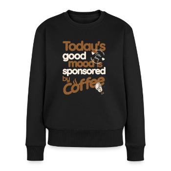 Kaffee - Gute Laune - Frauen Premium Bio Pullover - Schwarz - Vorne - Julia (174cm)