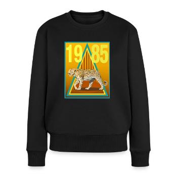1985 - Frauen Premium Bio Pullover - Schwarz - Vorne - Julia (174cm)