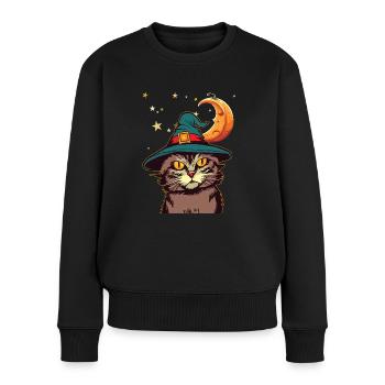 cat witch - Frauen Premium Bio Pullover - Schwarz - Vorne - Julia (174cm)