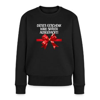 Geschenk auspacken Weihnachten Spruch - Frauen Premium Bio Pullover - Schwarz - Vorne - Julia (174cm)