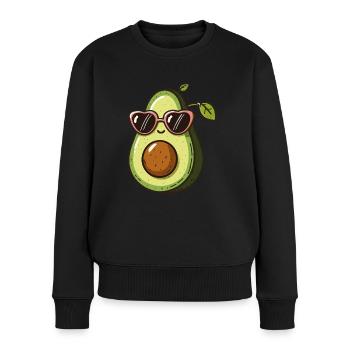 Freche niedliche Avocado mit Sonnenbrille - Frauen Premium Bio Pullover - Schwarz - Vorne - Julia (174cm)