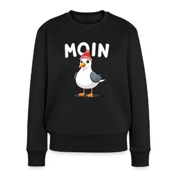 Moin Möwe - Frauen Premium Bio Pullover - Schwarz - Vorne - Julia (174cm)
