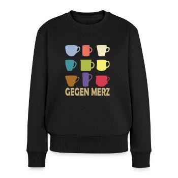 Toutes les coupes contre Merz - Pull Premium bio Femme - noir - Devant - Julia (174cm)