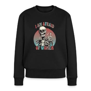 J’ai peur des femmes qui disent drôle - Pull Premium bio Femme - noir - Devant - Julia (174cm)