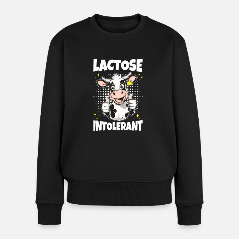 Laktose intolerant lustige Milch Kuh Meme - Frauen Premium Bio Pullover - Schwarz