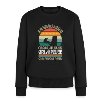 Je ne suis pas parfaite mais je suis grimpeuse - Pull Premium bio Femme - noir - Devant - Julia (174cm)