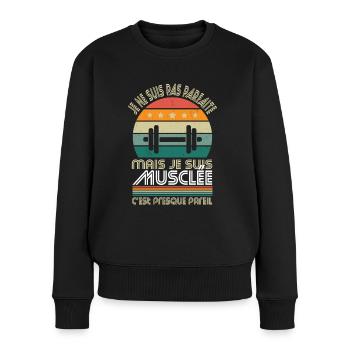 Musculation - Pas parfaite mais musclée - Pull Premium bio Femme - noir - Devant - Julia (174cm)