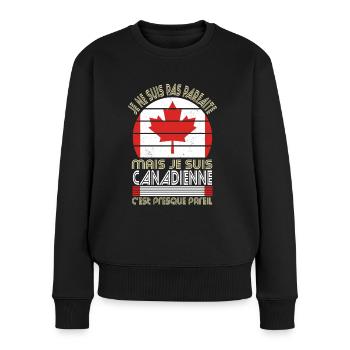 Je ne suis pas parfaite mais je suis Canadienne - Pull Premium bio Femme - noir - Devant - Julia (174cm)
