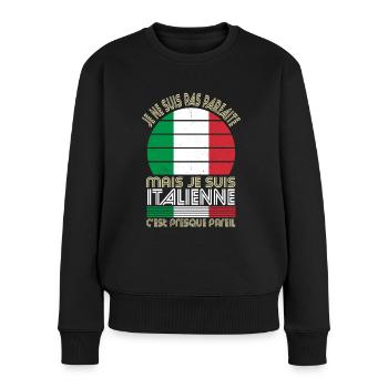 Je ne suis pas parfaite mais je suis Italienne - Pull Premium bio Femme - noir - Devant - Julia (174cm)