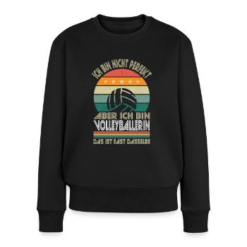 Ich bin nicht perfekt aber ich bin Volleyballerin - Frauen Premium Bio Pullover - Schwarz - Vorne - Julia (174cm)