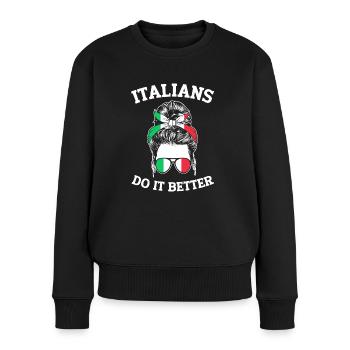 Italienerin Italienisch Italien Geschenkidee Humor - Frauen Premium Bio Pullover - Schwarz - Vorne - Julia (174cm)