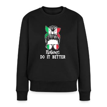 Italien Italie Drôle Dicton Idée Cadeau - Pull Premium bio Femme - noir - Devant - Julia (174cm)
