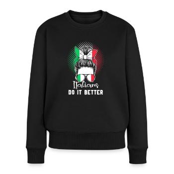 Italienerin Italienisch Italien Geschenkidee Humor - Frauen Premium Bio Pullover - Schwarz - Vorne - Julia (174cm)