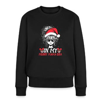 Dans ma joyeuse époque maman Noël Mères Parents - Pull Premium bio Femme - noir - Devant - Julia (174cm)