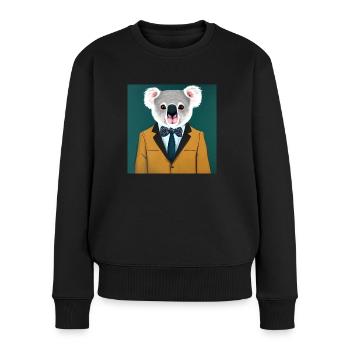 Hipster Animaux Drôle de conception Koala en costume amusant - Pull Premium bio Femme - noir - Devant - Julia (174cm)