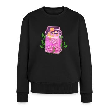 Kirschblüten - Frauen Premium Bio Pullover - Schwarz - Vorne - Julia (174cm)