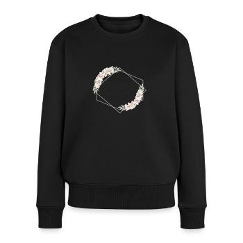 Fleurs géométriquement personnalisables - Pull Premium bio Femme - noir - Devant - Julia (174cm)