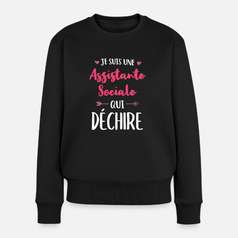 Je Suis Une Assistante Sociale Qui Déchire - Pull Premium bio Femme - noir