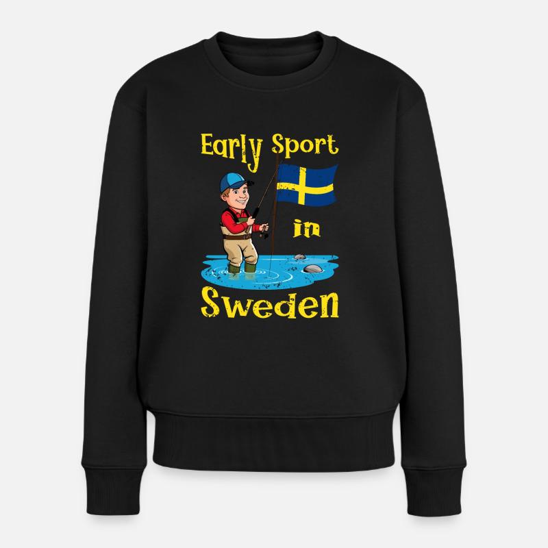 Frühsport in Schweden - Frauen Premium Bio Pullover - Schwarz