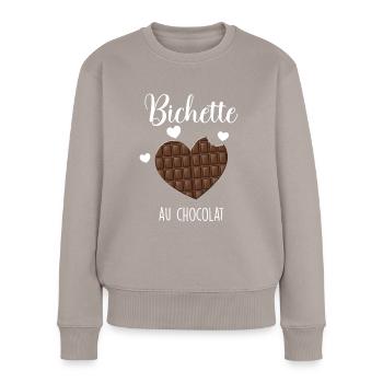 Ma Bichette Au Chocolat Craquante Cadeau Amour - Pull Premium bio Femme - taupe - Devant - Julia (174cm)