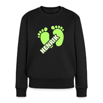 Geburt Henrik - Frauen Premium Bio Pullover - Schwarz - Vorne - Julia (174cm)