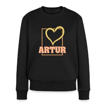 Artur als Herz - Frauen Premium Bio Pullover - Schwarz - Vorne - Julia (174cm)
