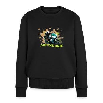 Motorrad auf die Knie - Frauen Premium Bio Pullover - Schwarz - Vorne - Julia (174cm)