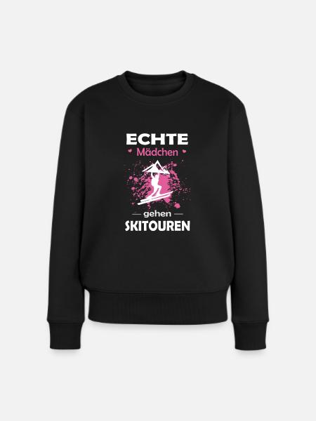 Skitouren Skitour Ski Berge Mädchen Frauen - Frauen Premium Bio Pullover - Schwarz