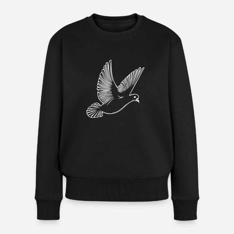 Fliegende Taube auf breiten Schwingen - Frauen Premium Bio Pullover - Schwarz