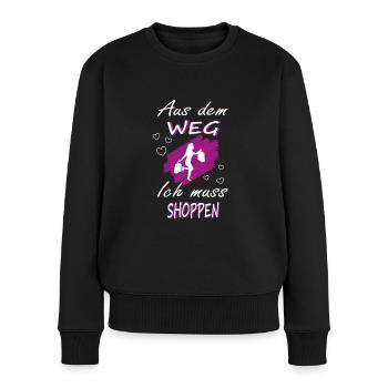 Shoppen Shopping Spruch Damen - Frauen Premium Bio Pullover - Schwarz - Vorne - Julia (174cm)