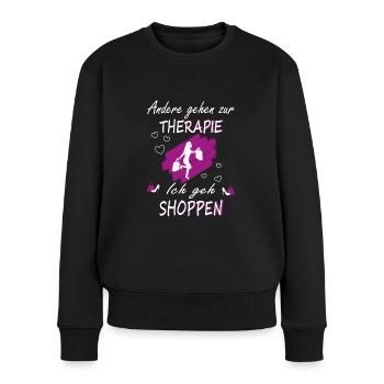 Shopping Shoppen Therapie Einkauf Design - Frauen Premium Bio Pullover - Schwarz - Vorne - Julia (174cm)