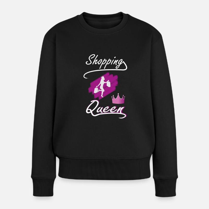 Shopping birthday Queen- Frauen Einkaufen Spruch - Frauen Premium Bio Pullover - Schwarz