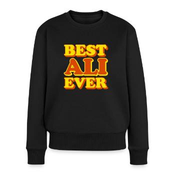 Ali Prénom Drôle de cadeau - Pull Premium bio Femme - noir - Devant - Julia (174cm)