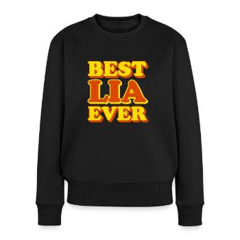 Lia Vorname Lustiges Geschenk - Frauen Premium Bio Pullover - Schwarz - Vorne - Julia (174cm)