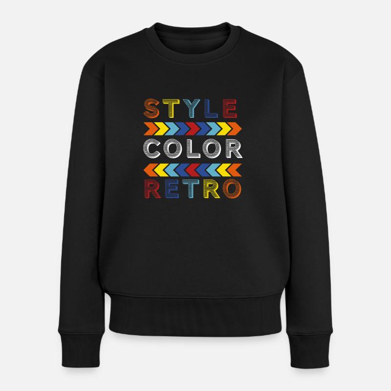 Style - Color - Retro - 2 - Frauen Premium Bio Pullover - Schwarz
