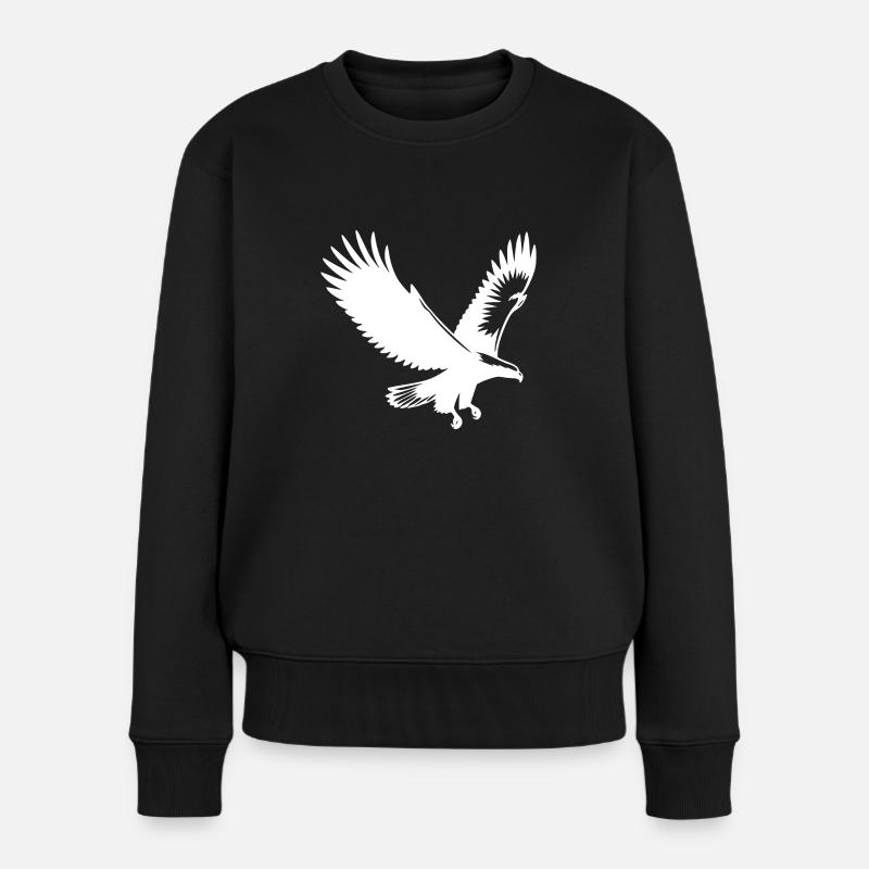 Aigle élégant s’approchant avec de larges ailes - Pull Premium bio Femme - noir