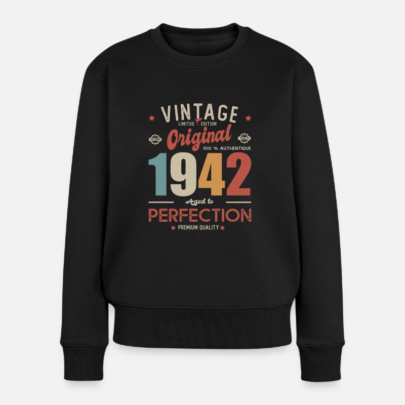 vintage original 1942 né en anniversaire 80 ans - Pull Premium bio Femme - noir