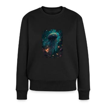 Qualle - Frauen Premium Bio Pullover - Schwarz - Vorne - Julia (174cm)