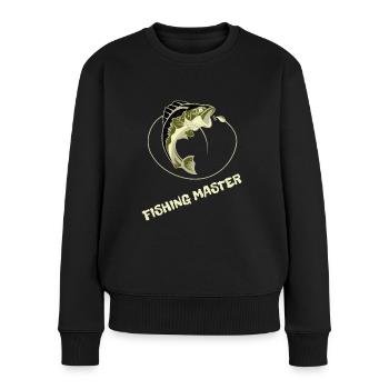 Meister des Anglens. - Frauen Premium Bio Pullover - Schwarz - Vorne - Julia (174cm)