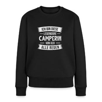 Camping Camperin Wohnmobil Campingplatz - Frauen Premium Bio Pullover - Schwarz - Vorne - Julia (174cm)
